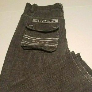 Womens Russo Distressed Military Style Underground Denim Black Jeans 32 Waist